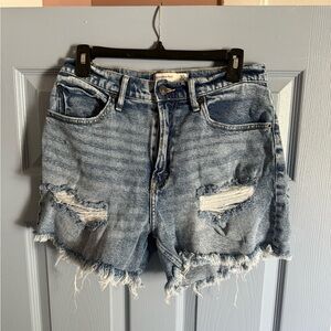 Curve Love Abercrombie & Fitch Blue Distressed Jean Shorts
